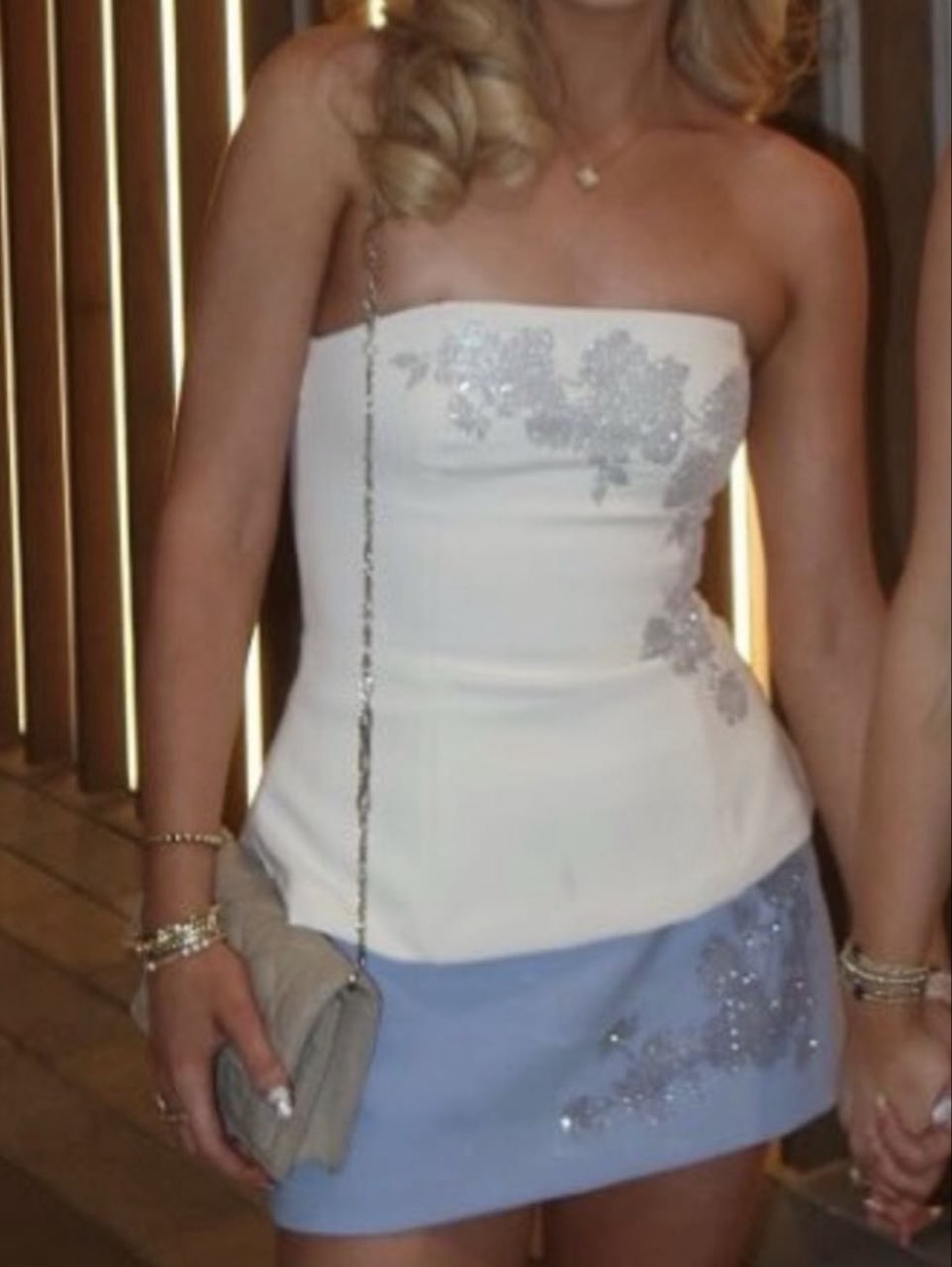 Embroidered Strapless Mini Dress