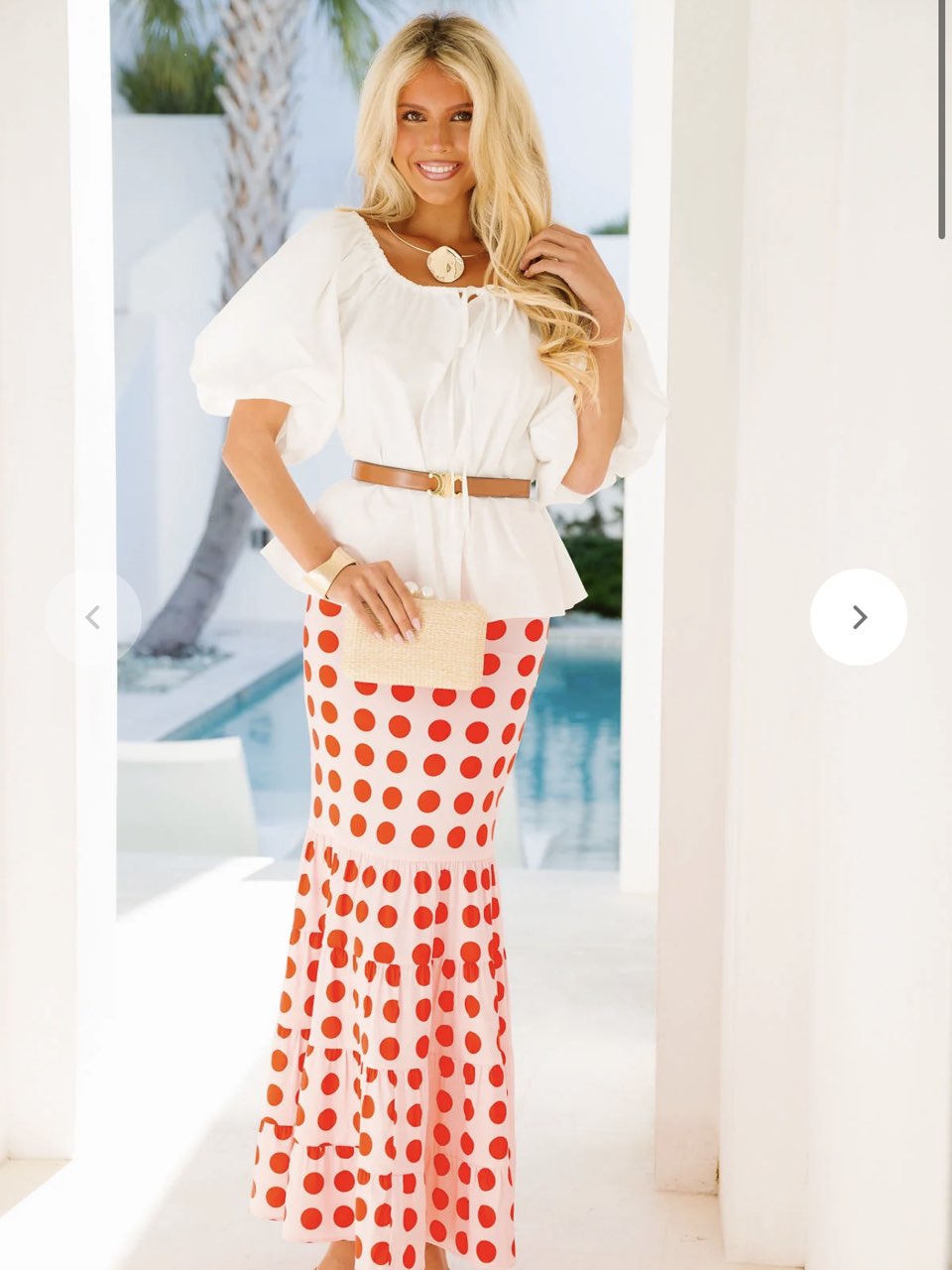 White Peplum Blouse with Puff Sleeves and skirt set