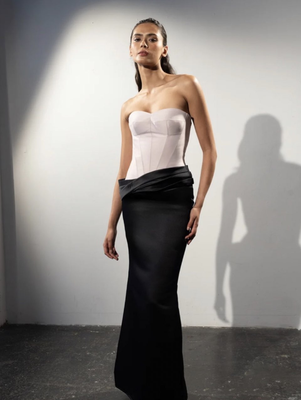 Strapless Colorblock Gown