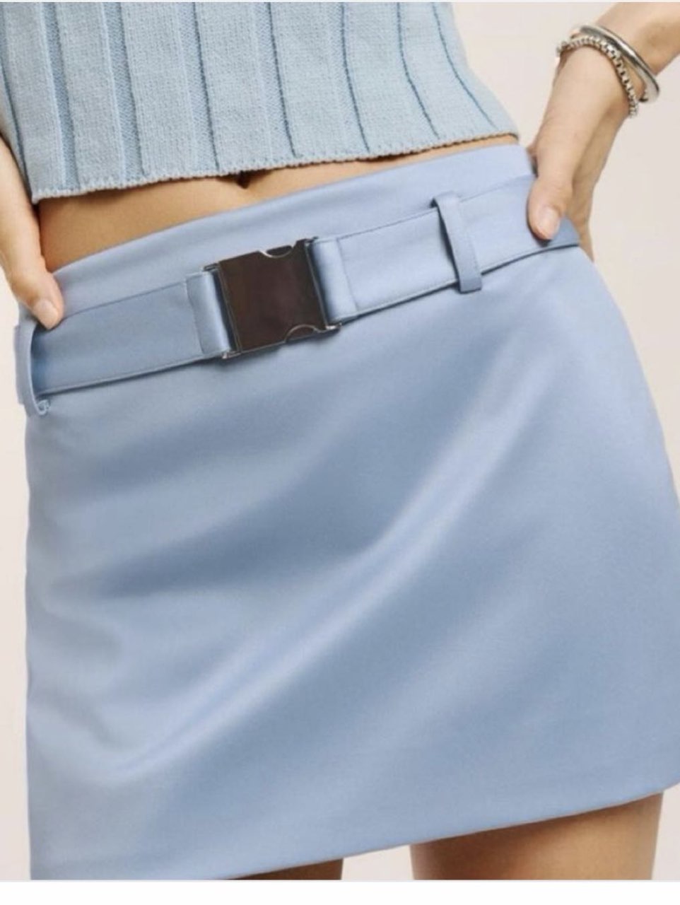 Light Blue Mini Skirt with Belt