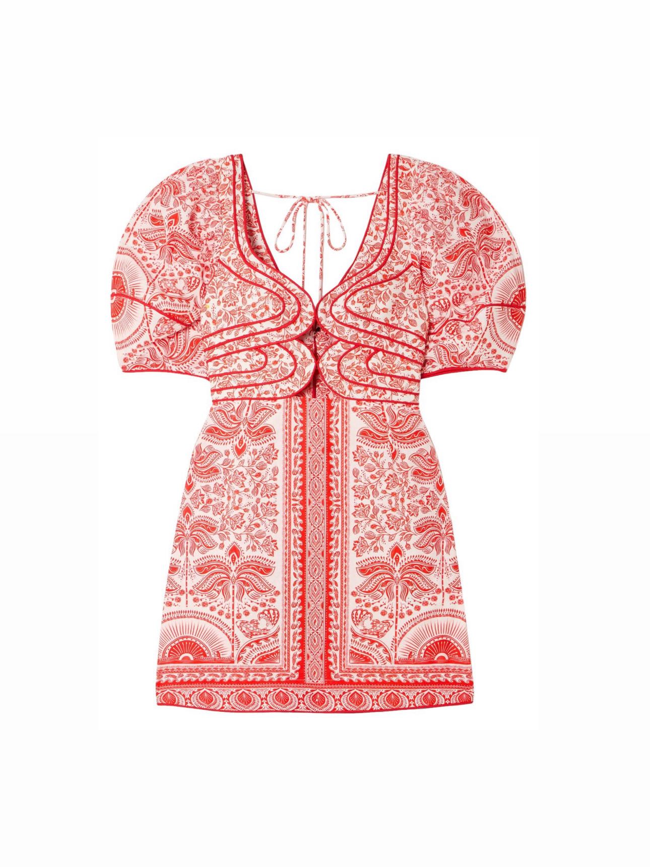 Farm Rio Patterned Red Mini Dress