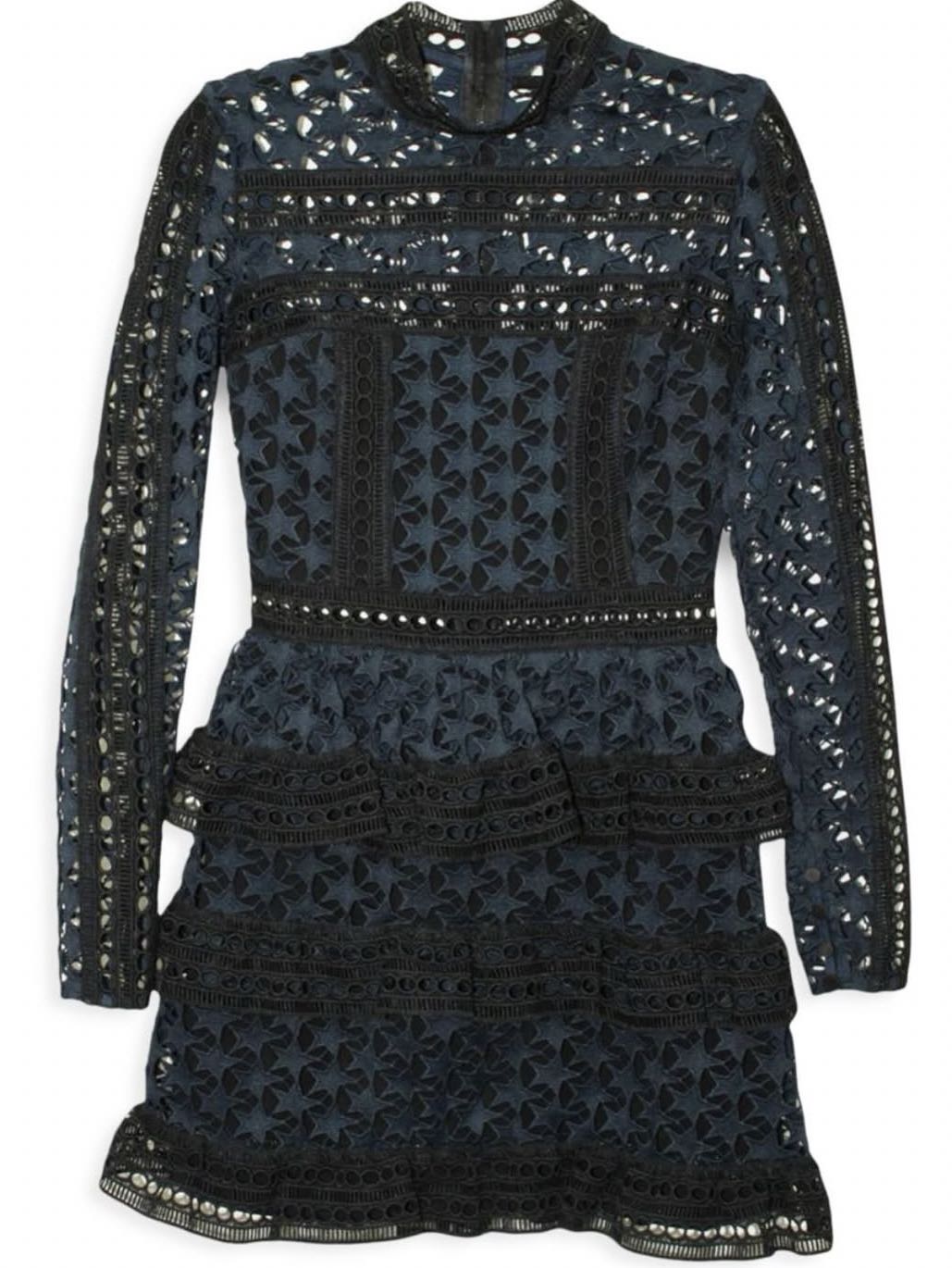 Self-Portrait High Neck Star Lace Dress