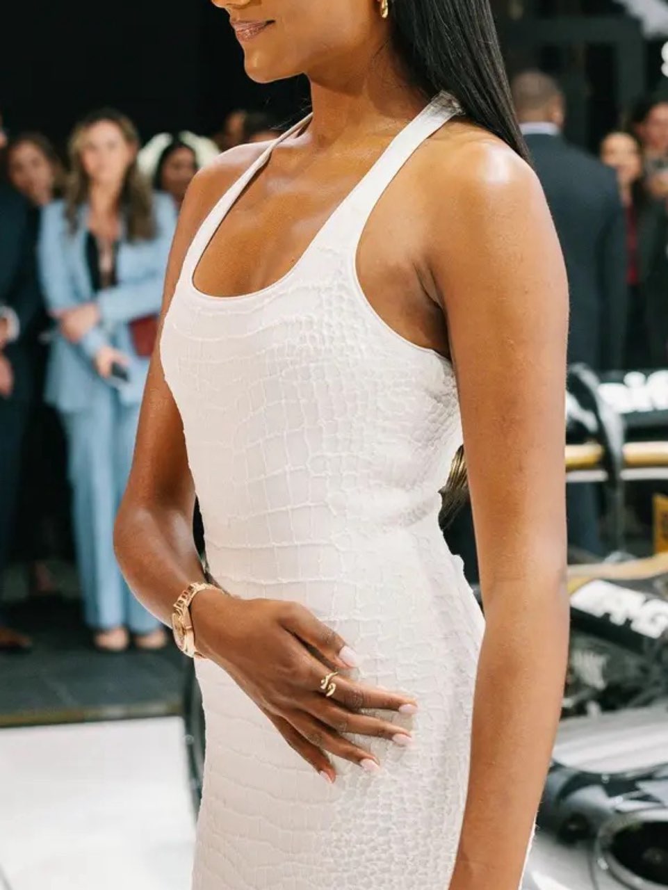 Off-White Textured Knit Maxi Dress