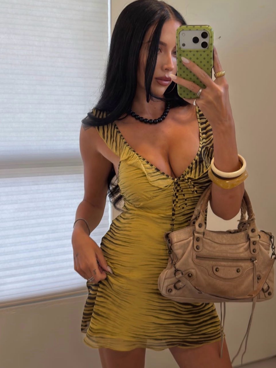 Yellow Tiger Print Mini Dress