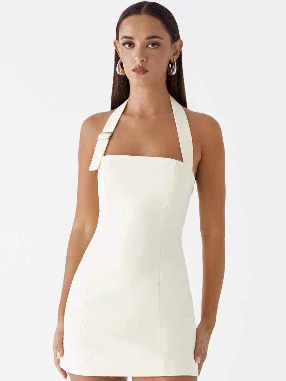 Light Yellow Halter Mini Dress
