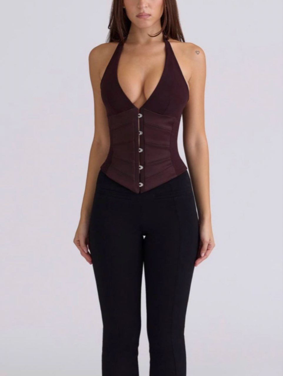 Brown Halter Corset Top