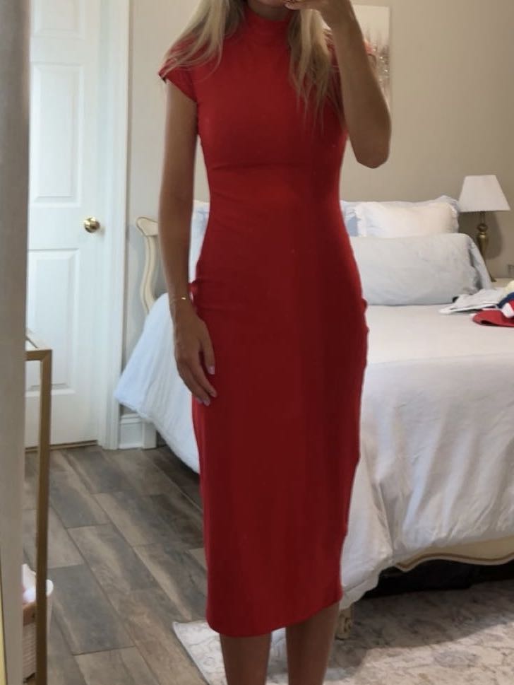 Red midi dress