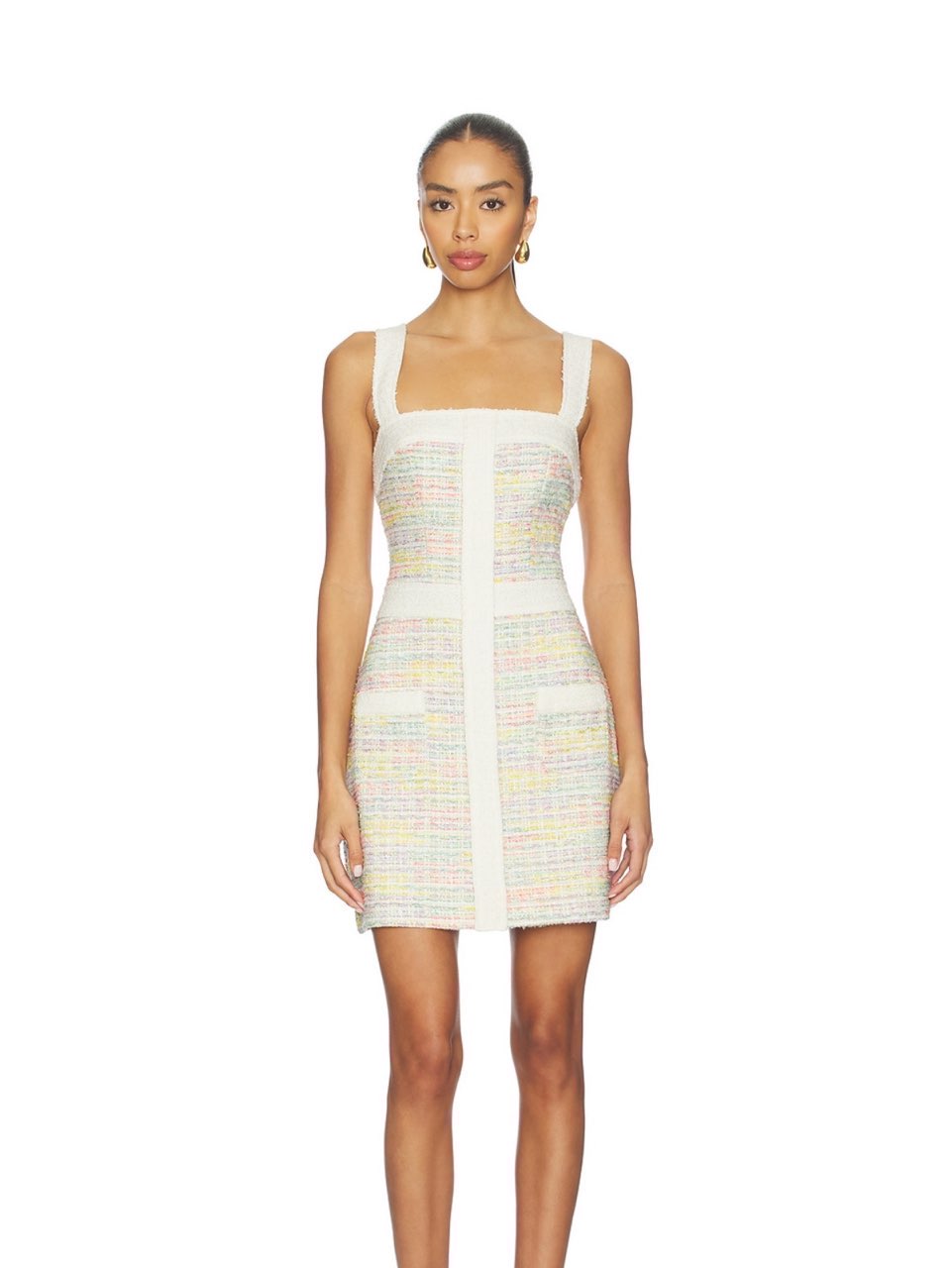 White Multi-color Tweed Mini Dress