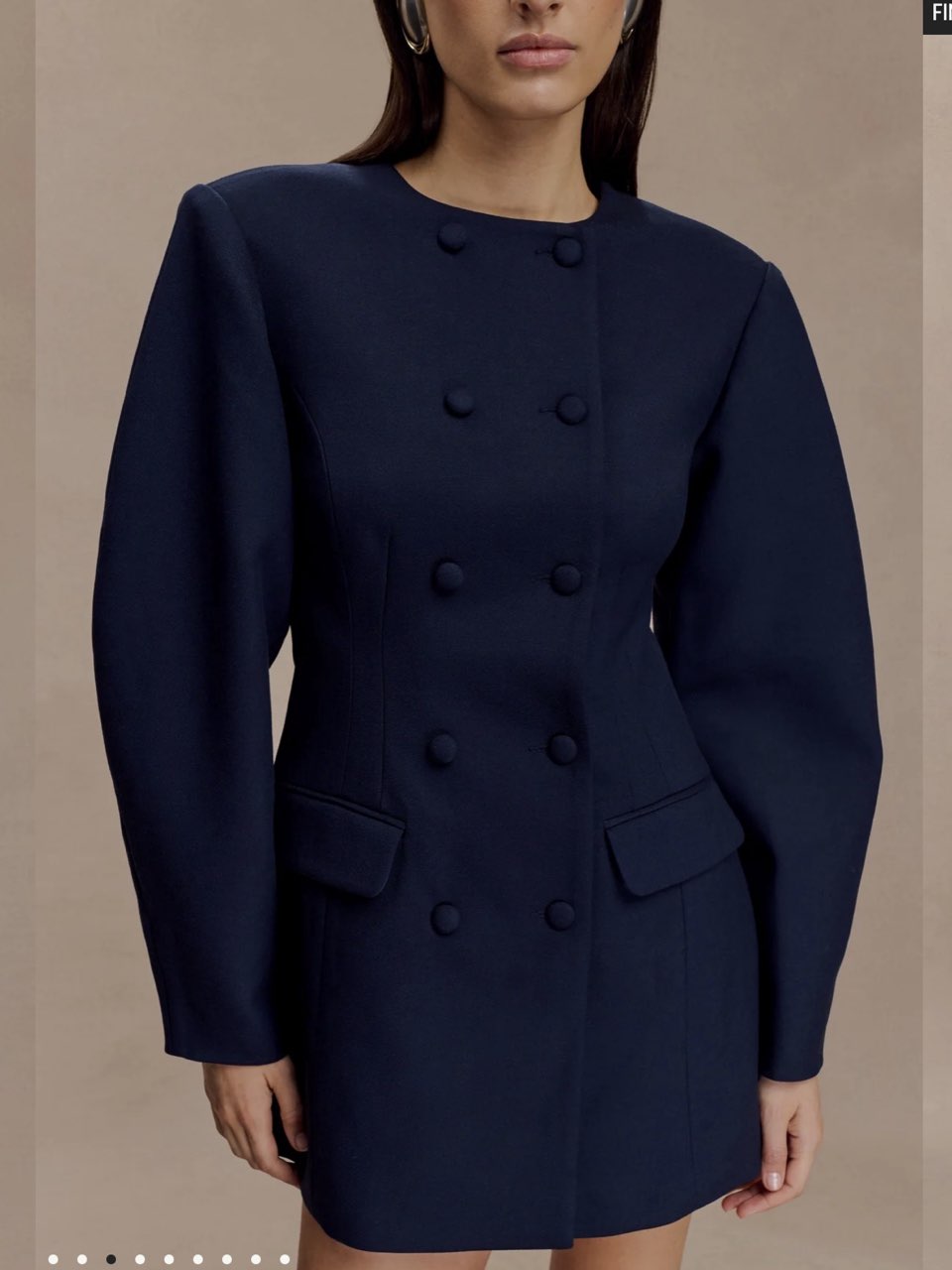Navy Double-Breasted Blazer Dress