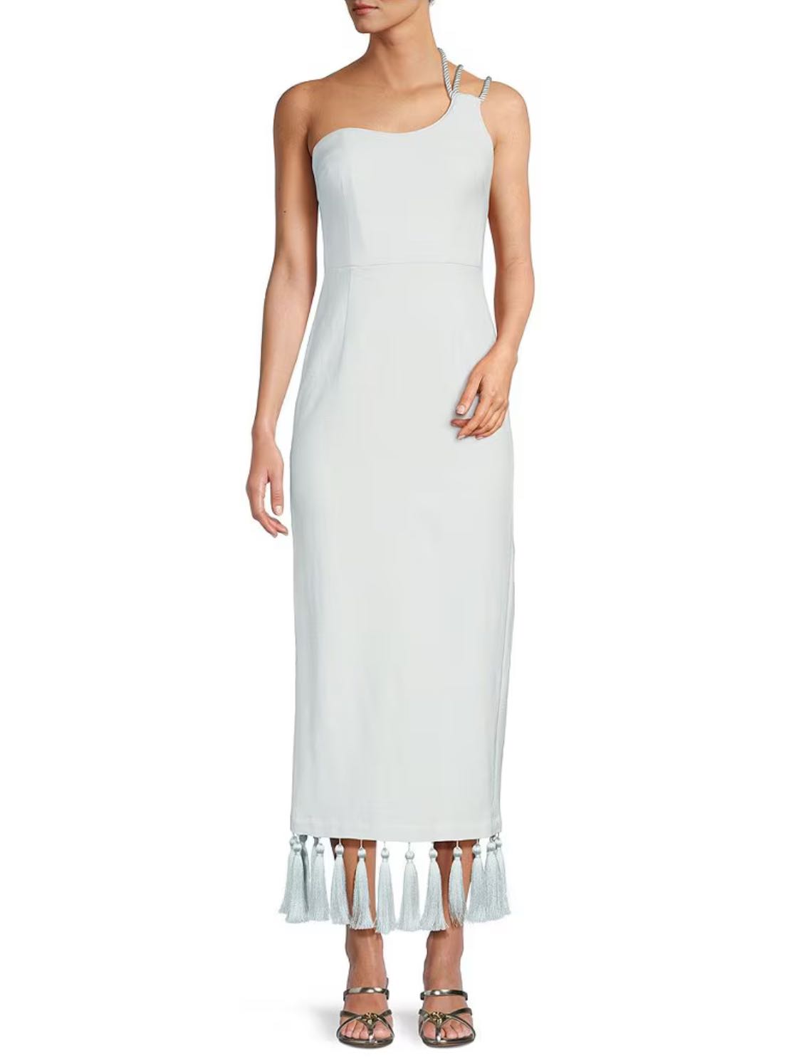 M.G. Style Kate One Shoulder Sweetheart Neckline Fringe Dress