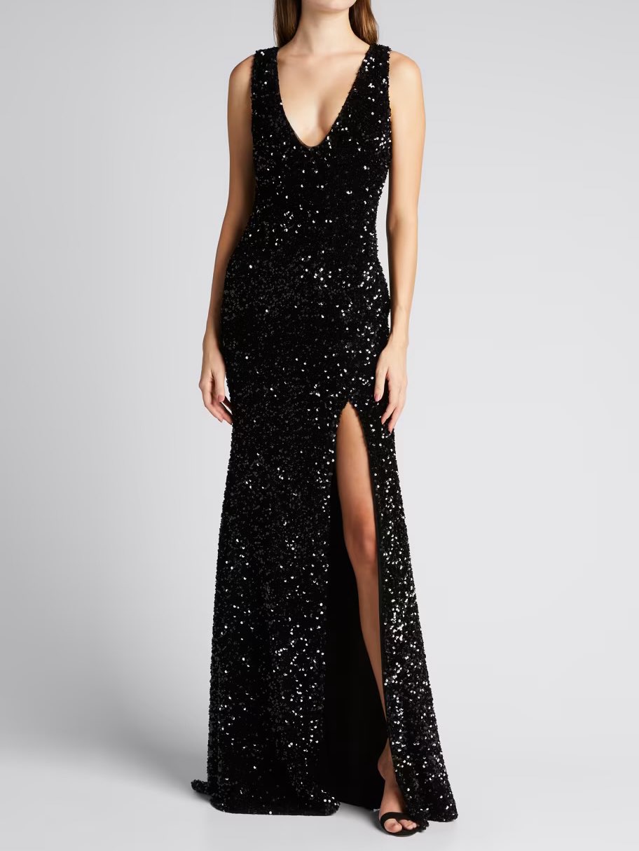 Black Sequin Gown