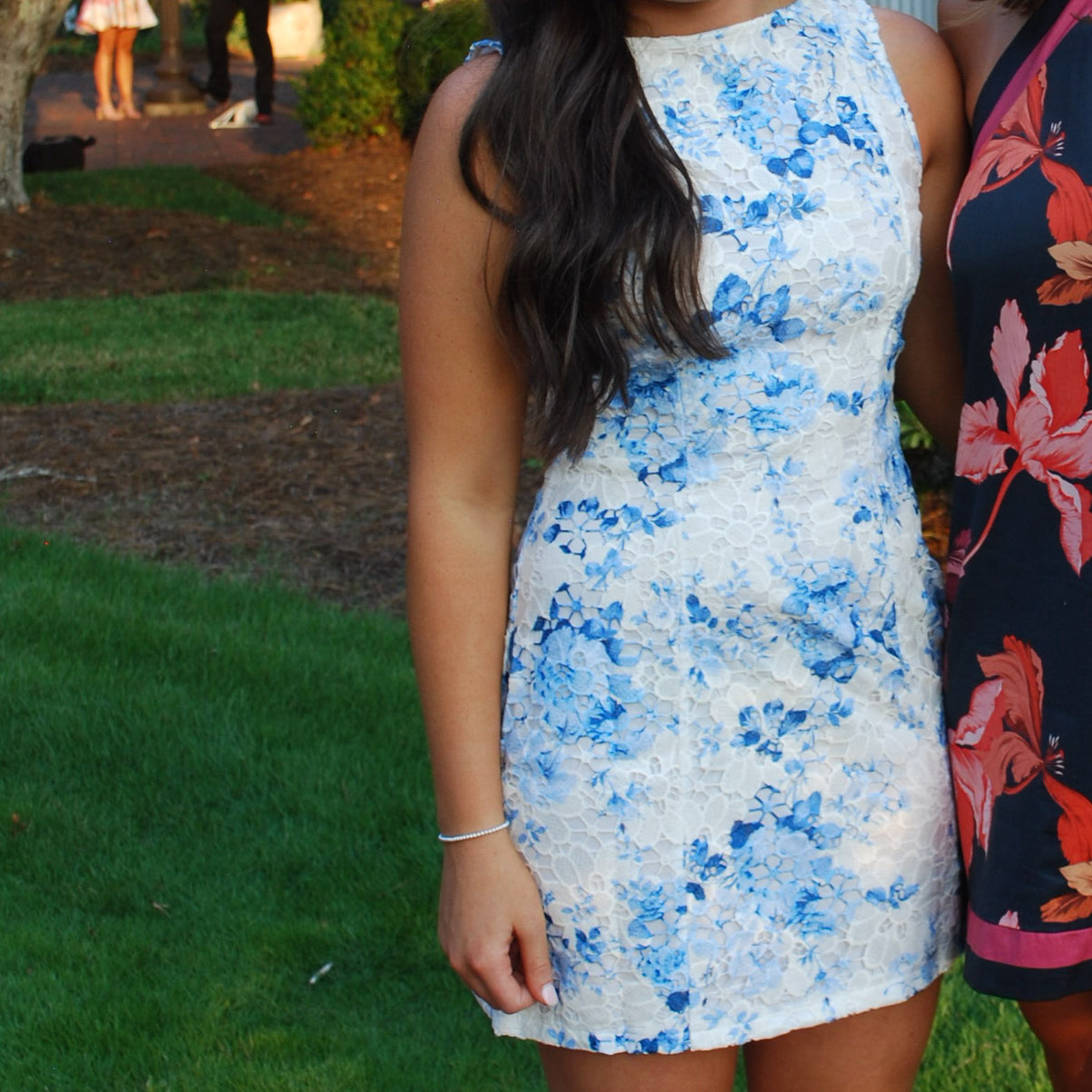 Embroider blue mini dress