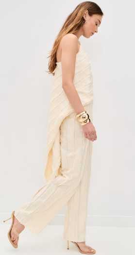 Textured One-Shoulder Top & Wide-Leg Pants Set