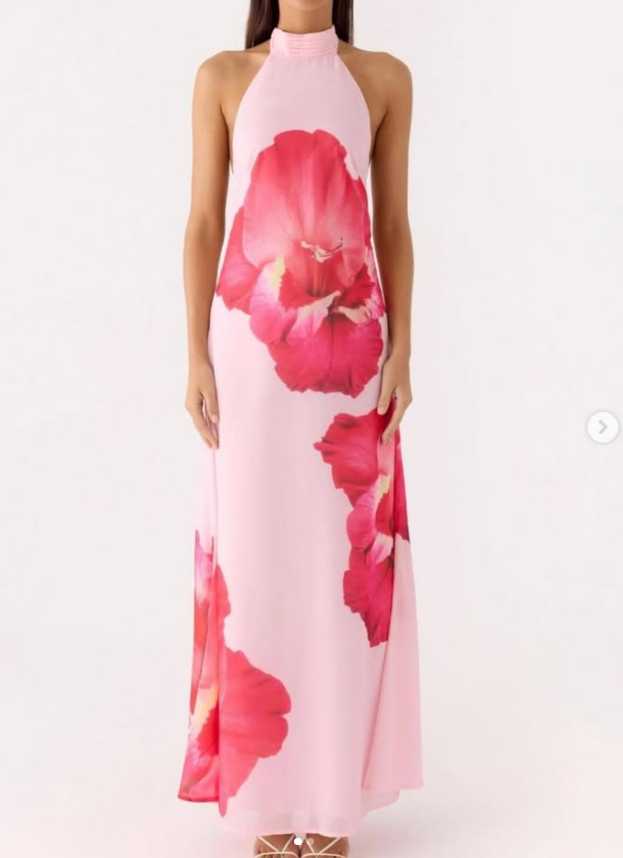 Peppermayo Pink Floral Halter Neck Maxi Dress