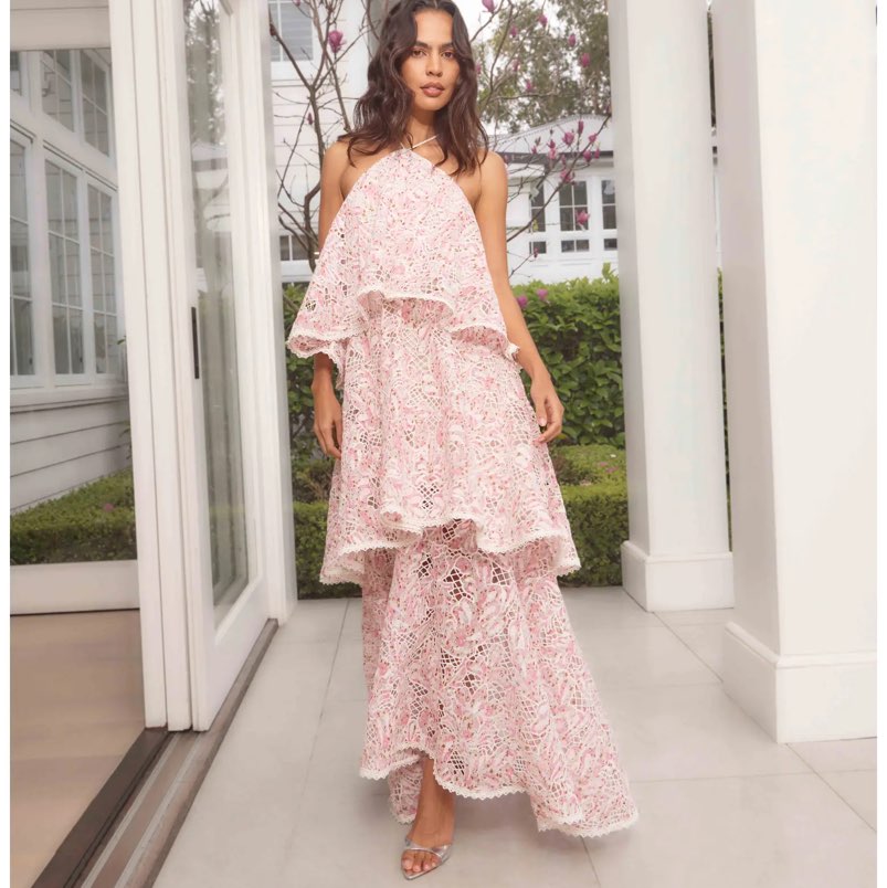 Elliat floral lace tiered maxi