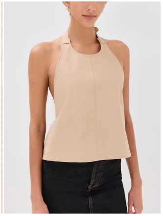 Beige Buckle Halter Top
