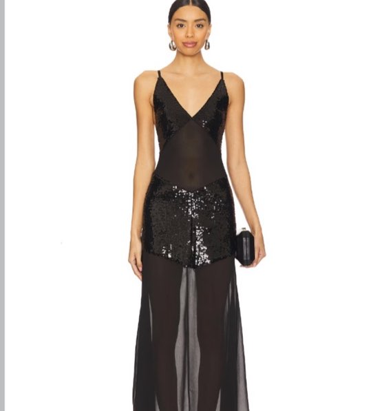 Who wore what formal dress! Sequin and sheer black maxi dress