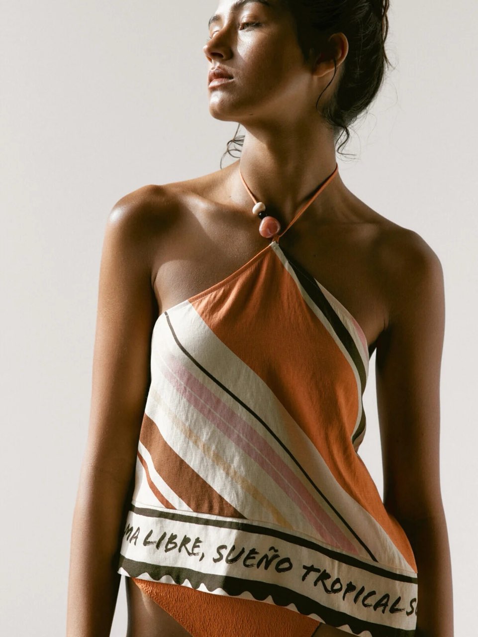 Farm Rio Striped Halter Top & Wide-Leg Pants Set