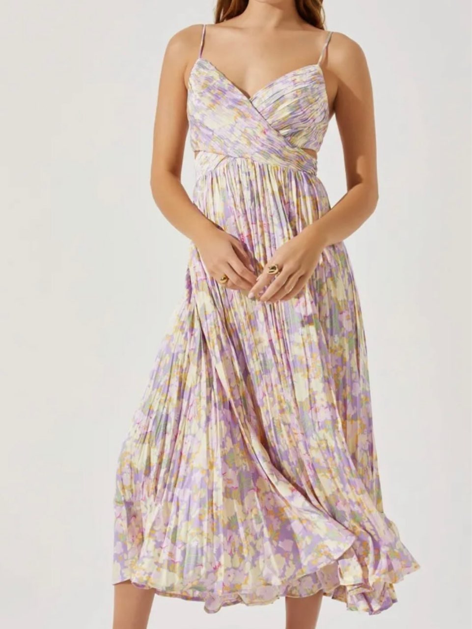 Pleated Twist Bust Midi Dress