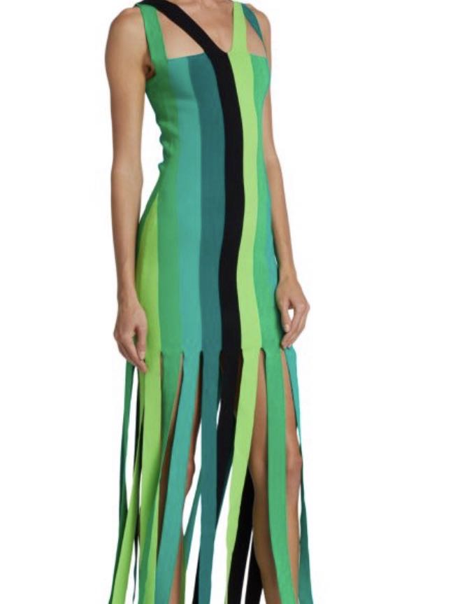 Striped Fringe Bodycon Dress