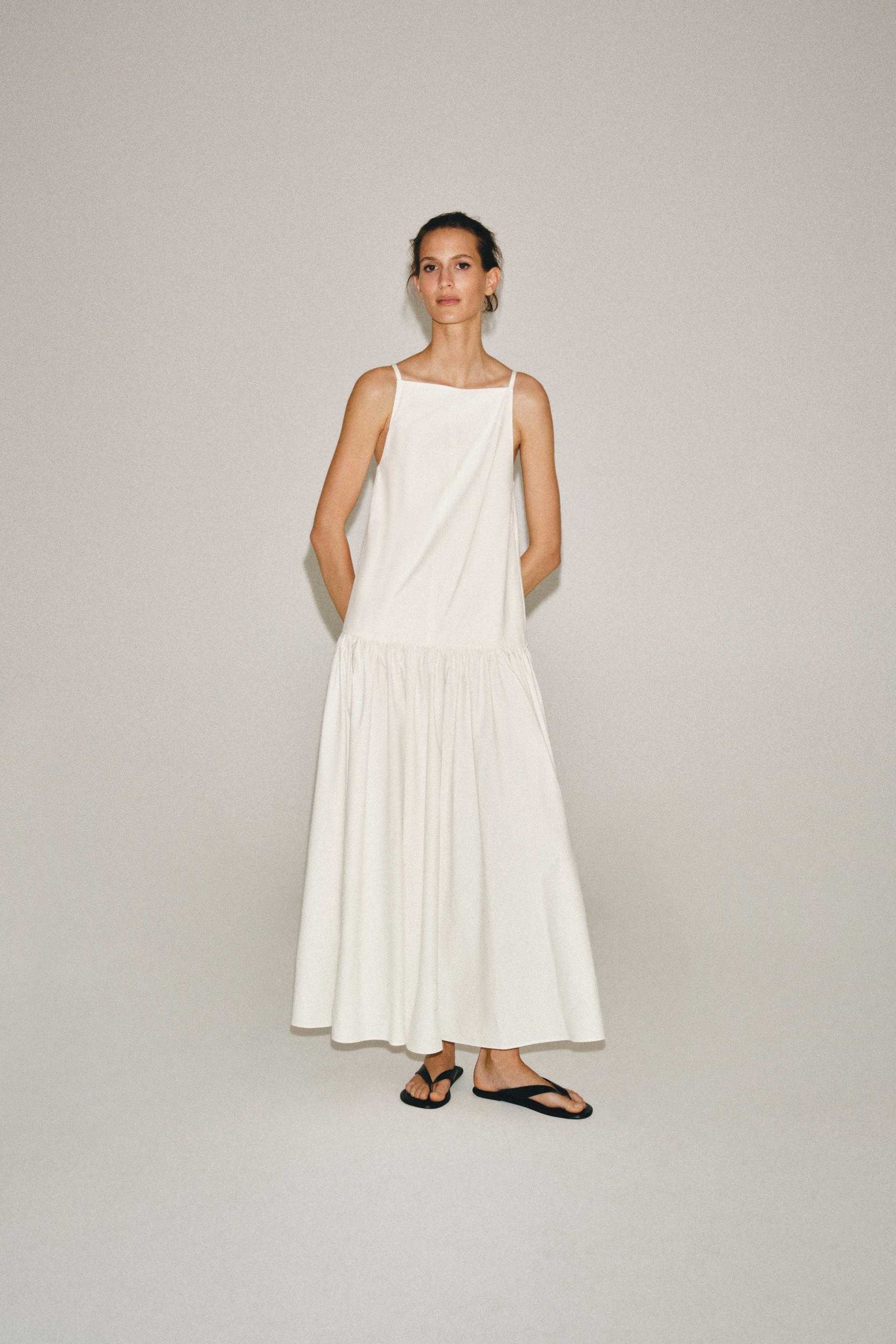 Zara White Tiered Maxi Dress