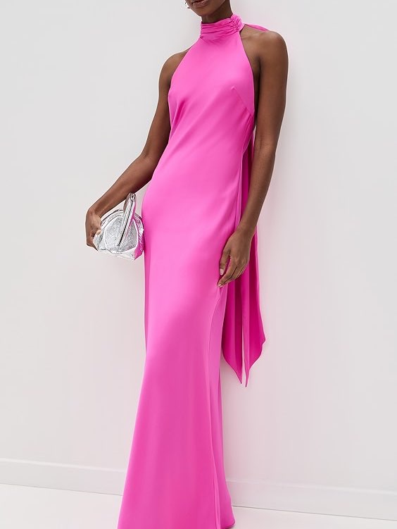 Hot Pink Halter Neck Gown