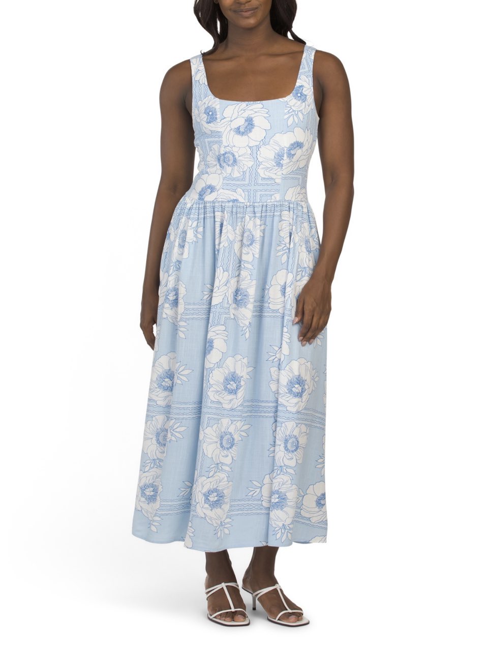 Made In Australia Linen Blend Dropped Waist Maxi Dress