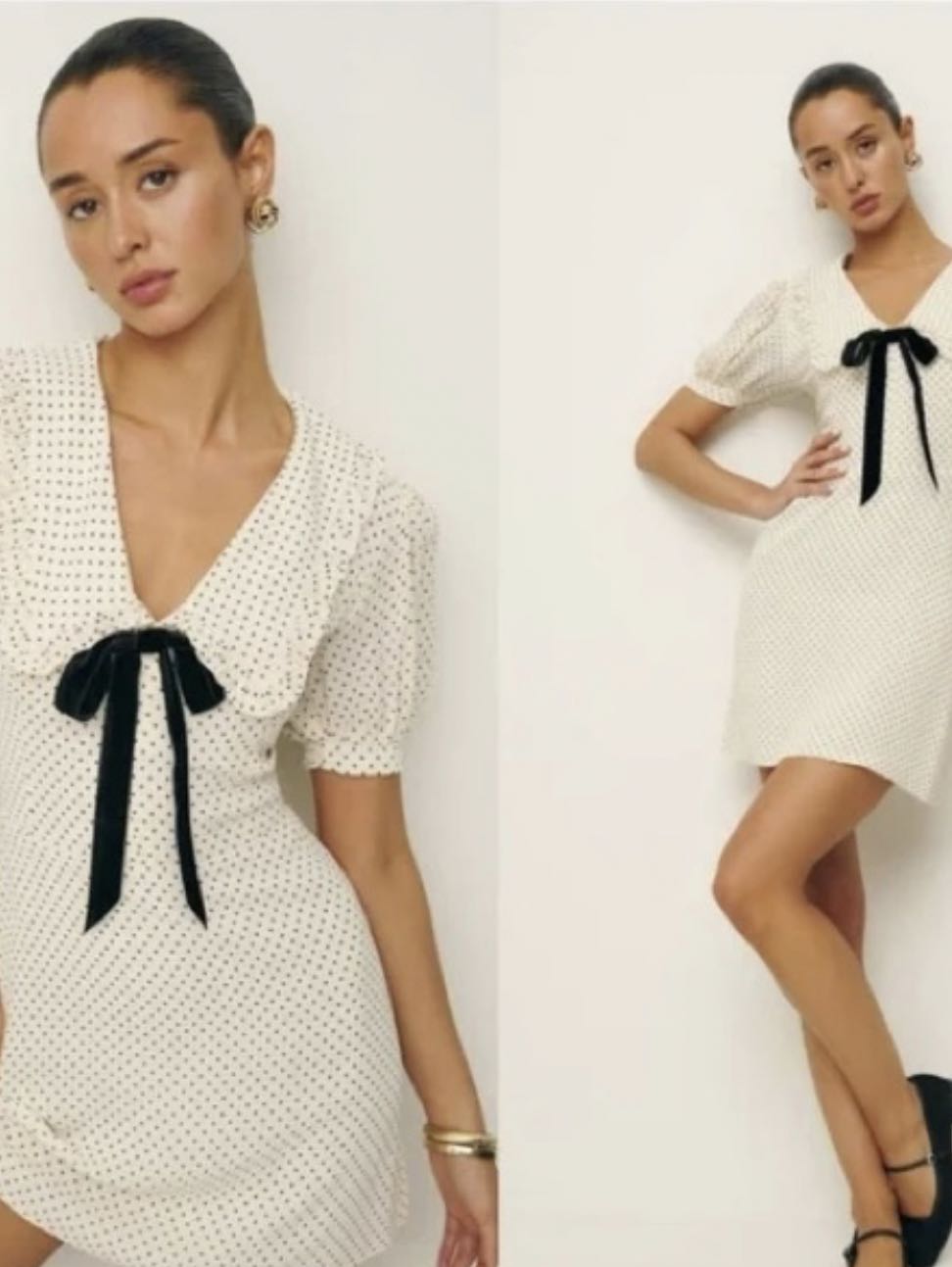 Polka Dot Puff Sleeve Mini Dress