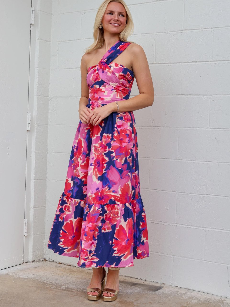 Water Color One Shoulder Maxi