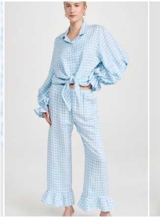 Light Blue Gingham Ruffle Set