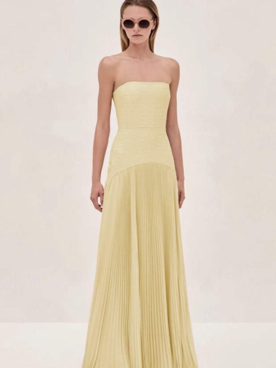Strapless Pleated Maxi Dress