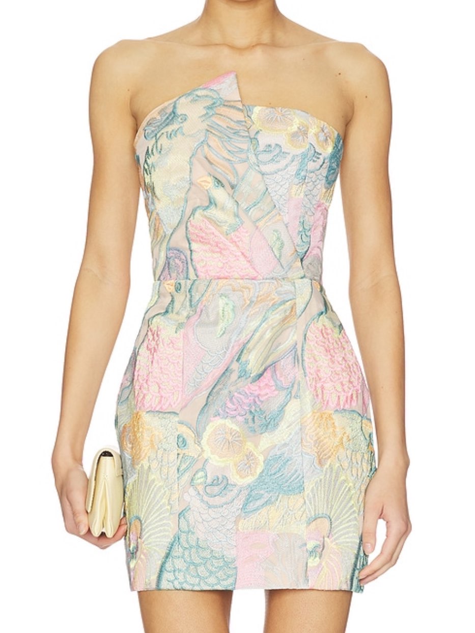 elliat multicolor strapless floral dress