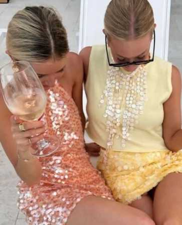 Peach Sequin Strapless Mini Dress