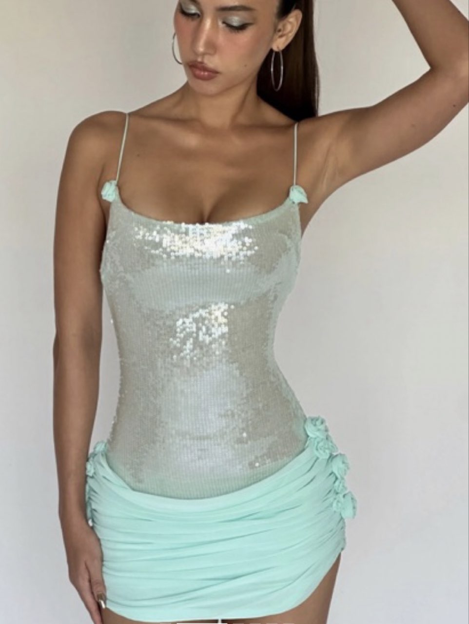Mint Green Sequin Mini Dress