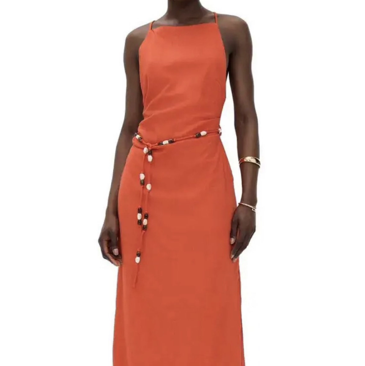 Orange Tie-Back Maxi Dress