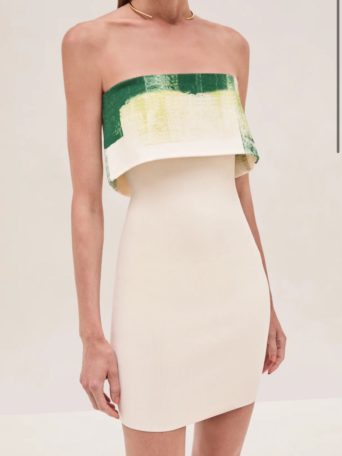 Strapless green mini dress