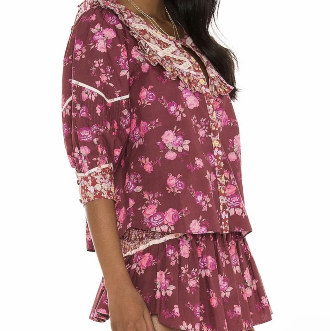 LoveShackFancy Floral Ruffled Skirt Set