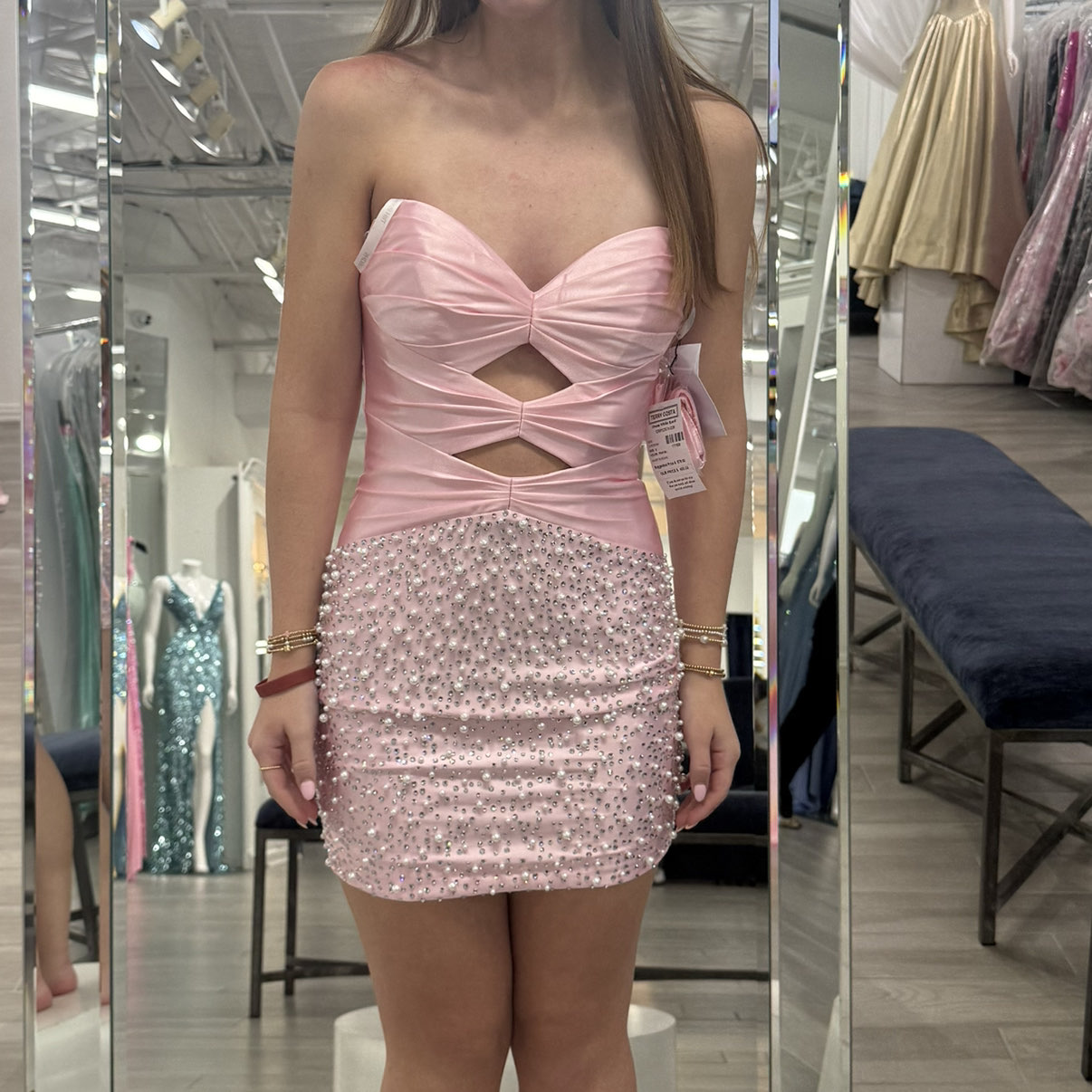 Sherri hill / Terry Costa Pink pearl homecoming dress