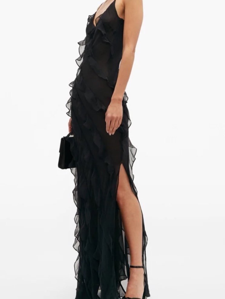 Black Ruffled Maxi Dress