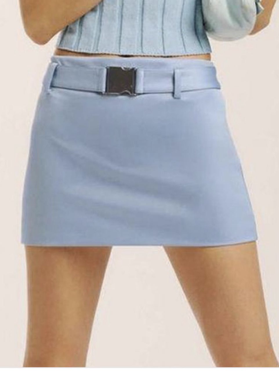Light Blue Mini Skirt with Belt