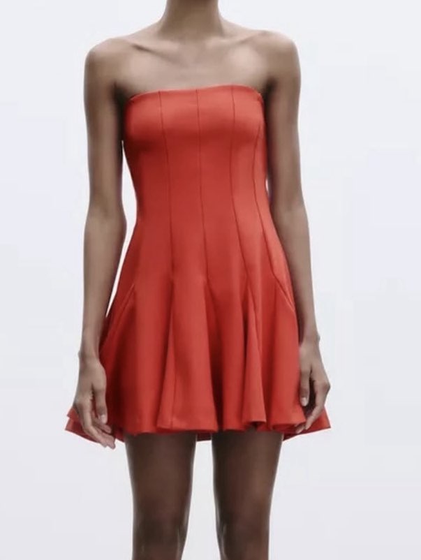 godet strapless mini dress
