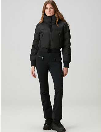 Black Cropped Puffer Ski Jacket & Flared Pants Set