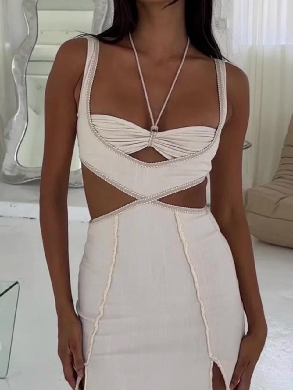 Cream cutout gameday dress