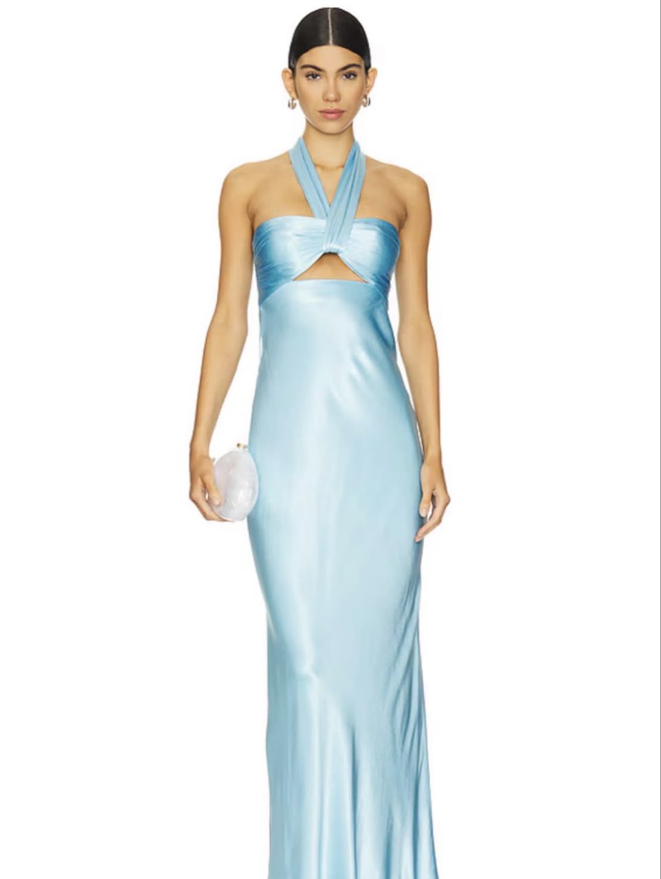 Shona Joy la lune ruched halter maxi dress in iceberg blue
