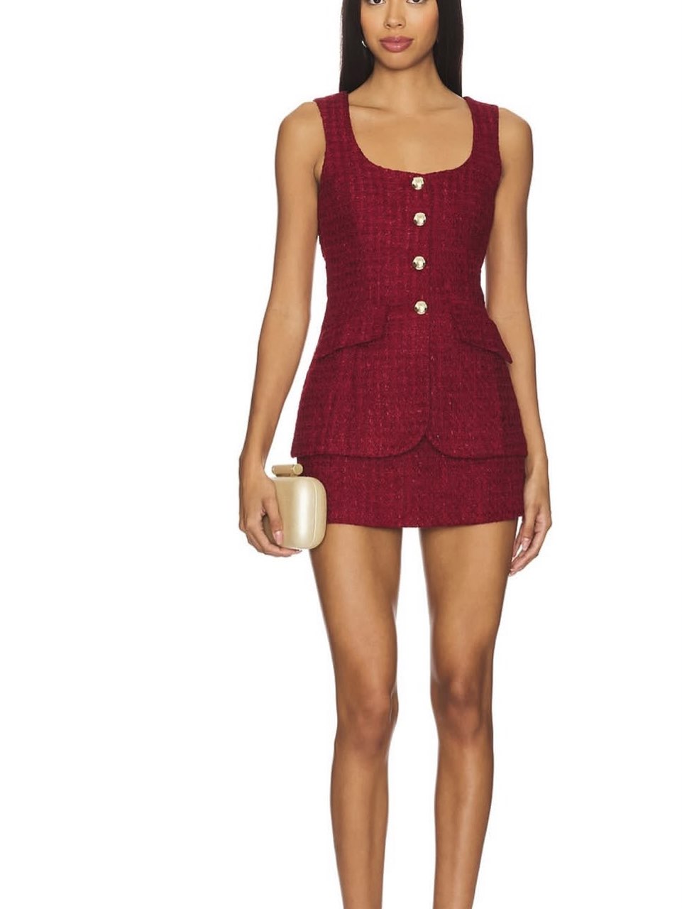 Burgundy Tweed Mini Dress