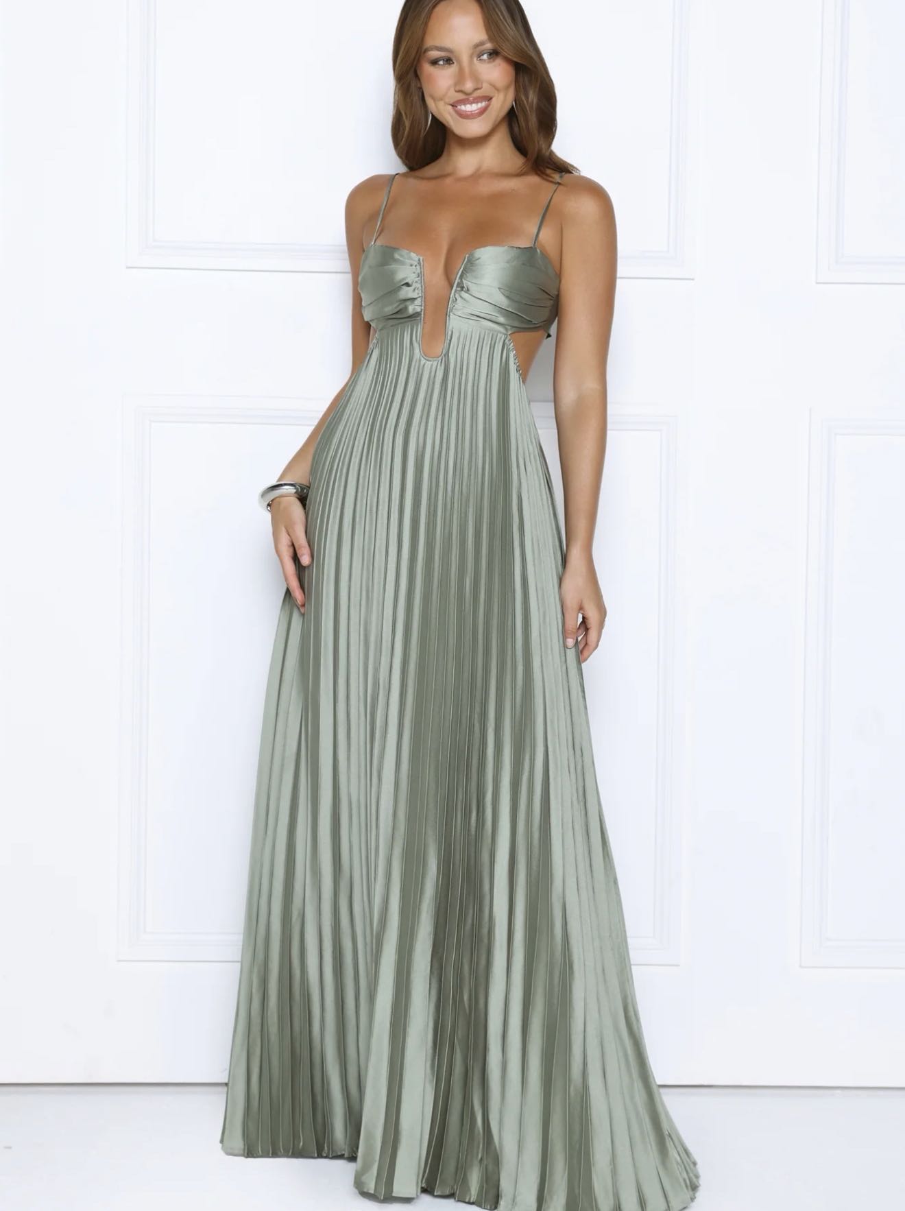 Hello Molly green satin maxi