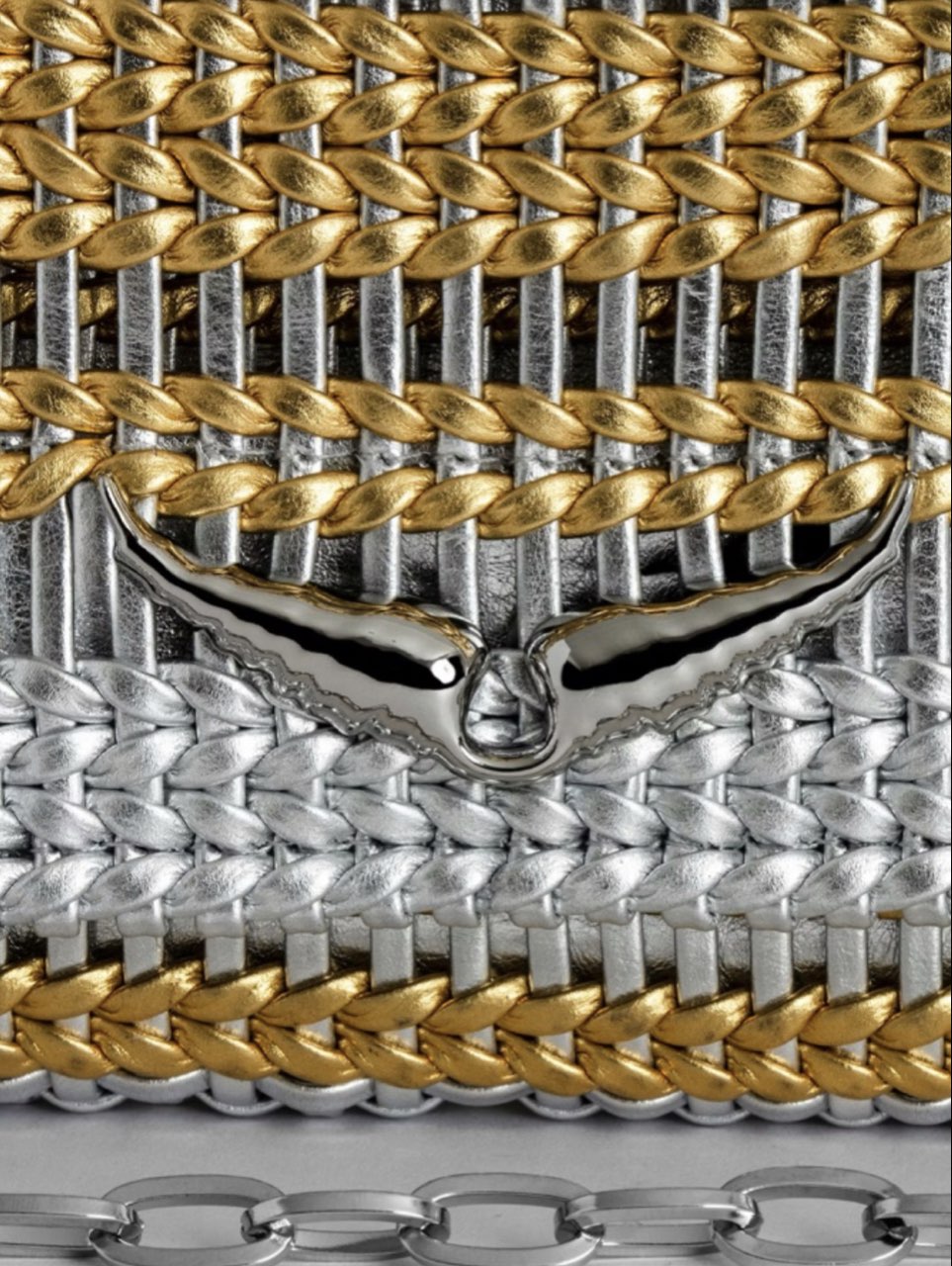 Woven Metallic Crossbody Bag