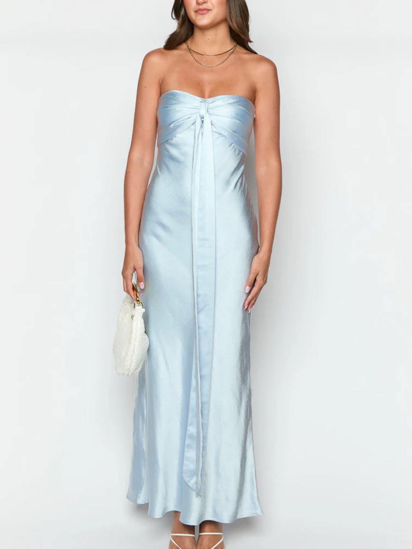 Blue Satin Maxi Dress