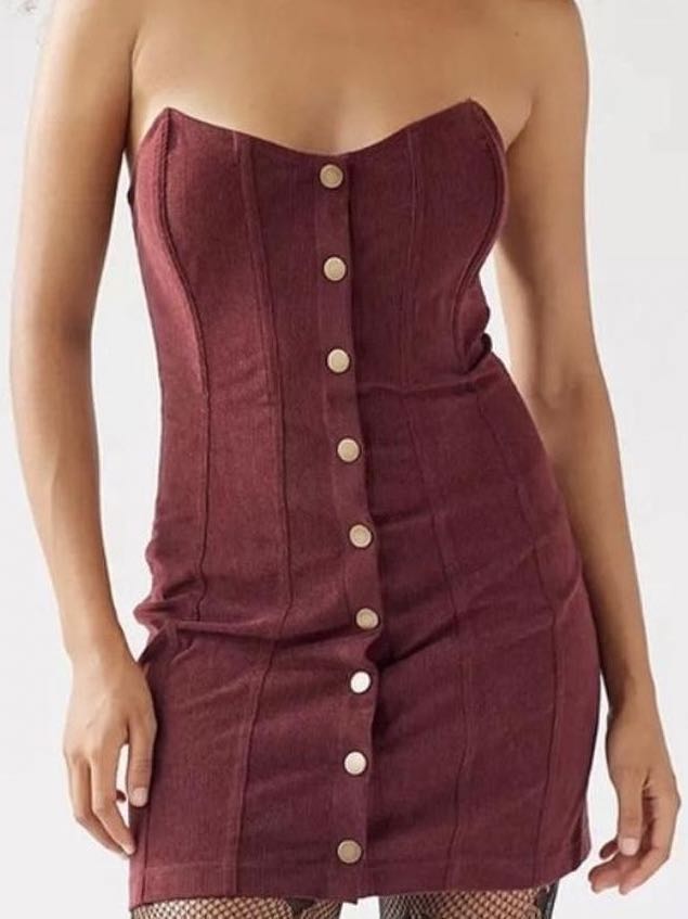Corduroy Corset Mini Dress