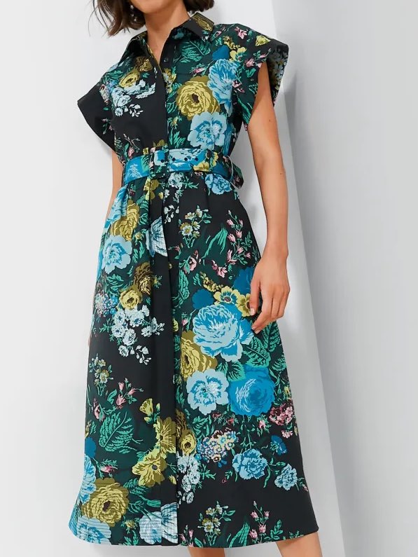 Black Verdant Floral Chloe Dress
